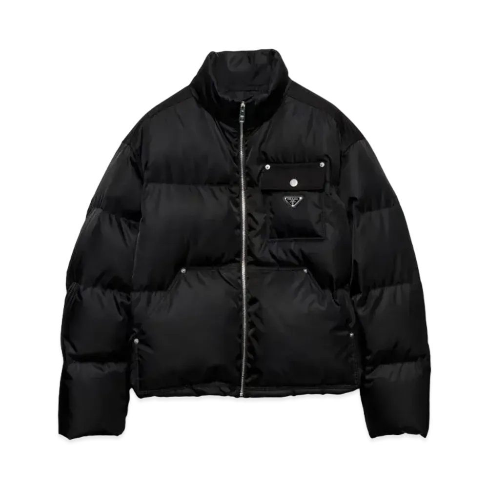 PRADA Men's Cropped Re-Nylon Down Jacket "Black"