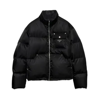 PRADA Men's Cropped Re-Nylon Down Jacket "Black"