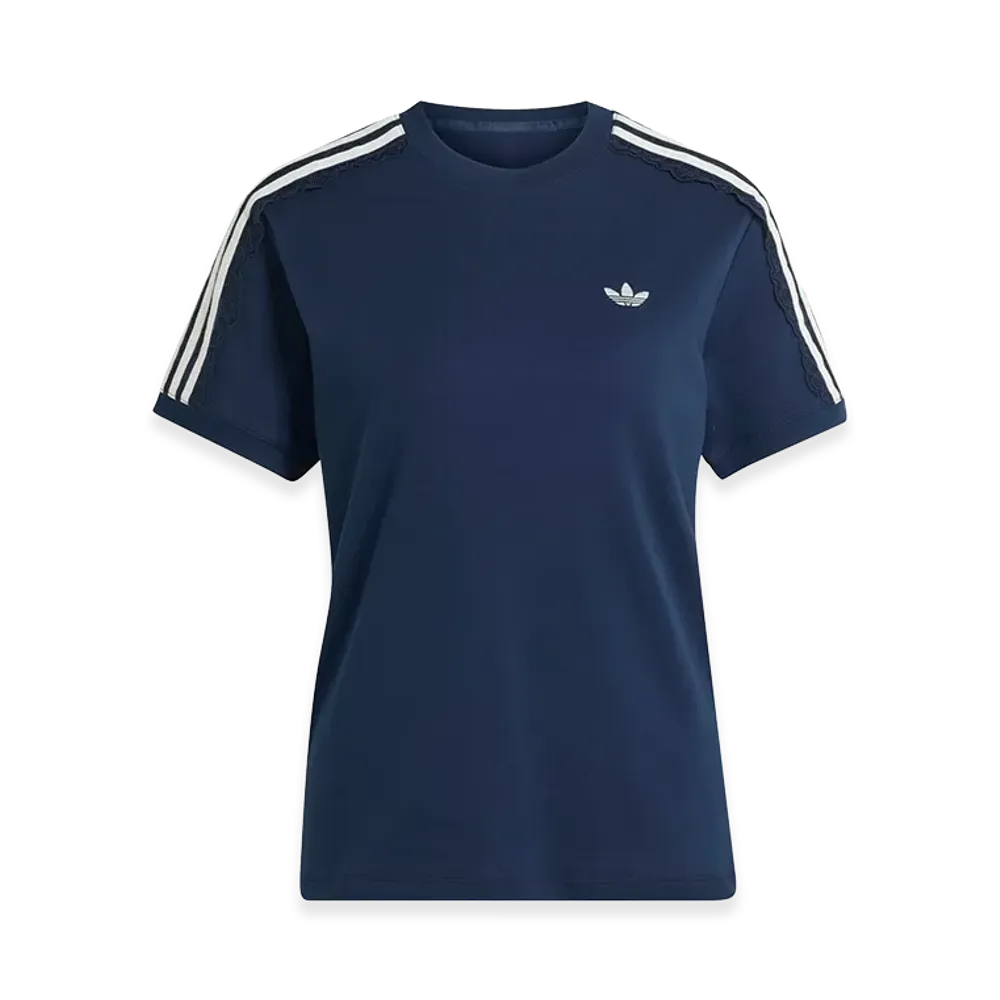 adidas Women's Lace 3-Stripes T-Shirt "Collegiate Navy"