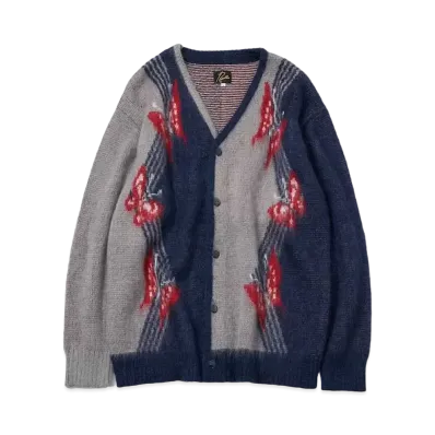 Needles FREAK'S STORE Mohair Cardigan- Papillon "Navy/Gray"