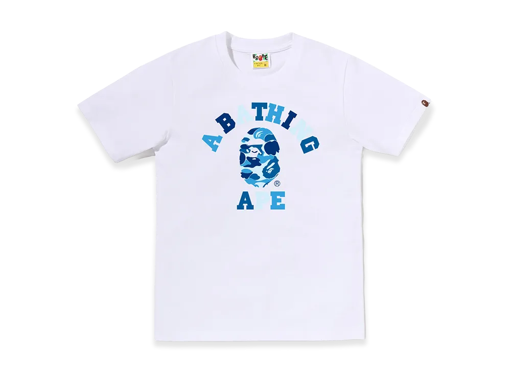 A BATHING APE Women's ABC Camo College Tee "White/Blue"
