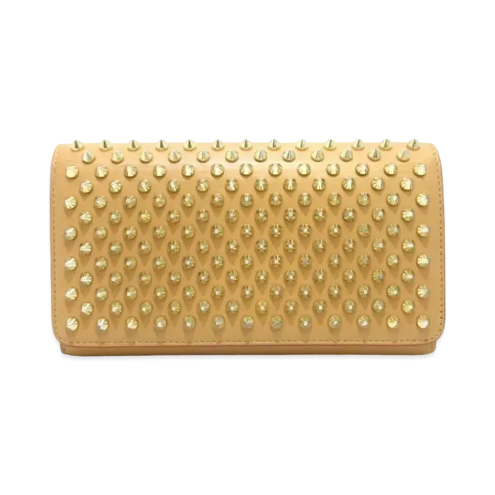 Christian Louboutin Macaron Studs Leather Flap Long Wallet "Beige"