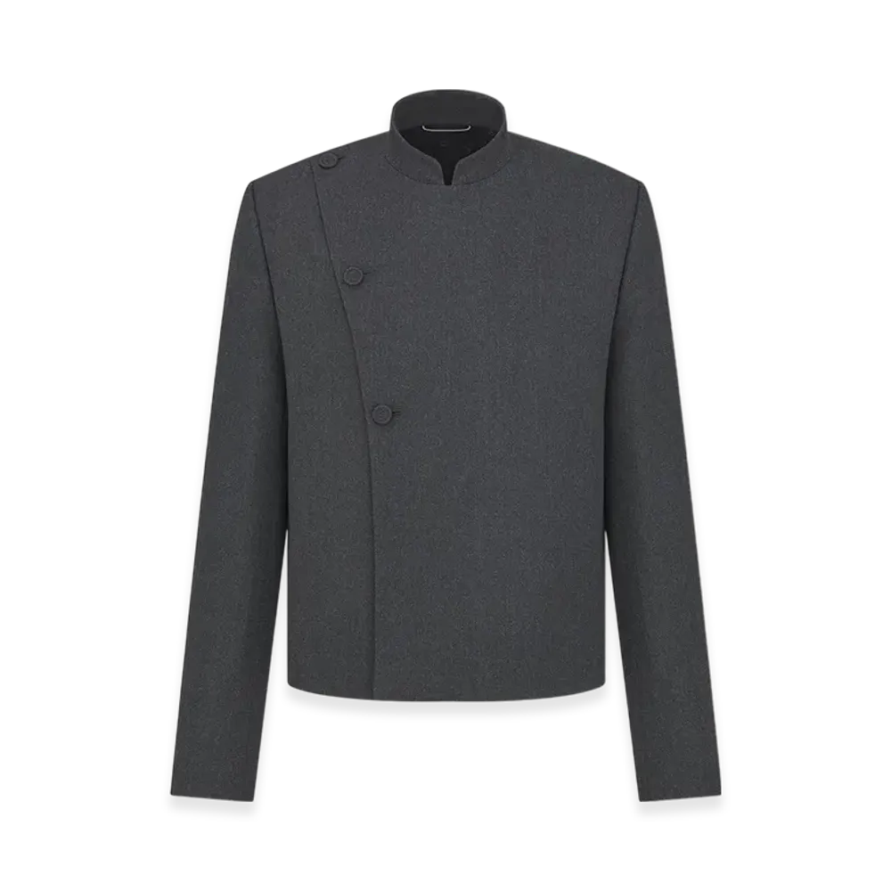 Dior x Lewis Hamilton Officer Collar Jacket in Wool Cavalry Twill "Anthracite Gray"