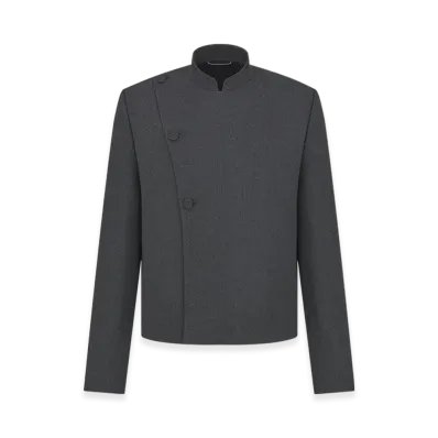 Dior x Lewis Hamilton Officer Collar Jacket in Wool Cavalry Twill "Anthracite Gray"