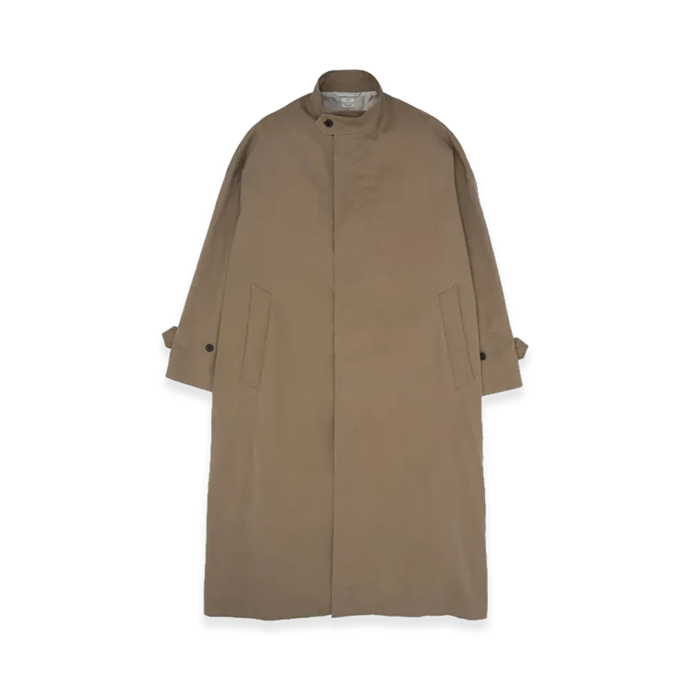 YOKE Cotton Nylon Vintage Twill Stand Collar Over Coat "Khaki"