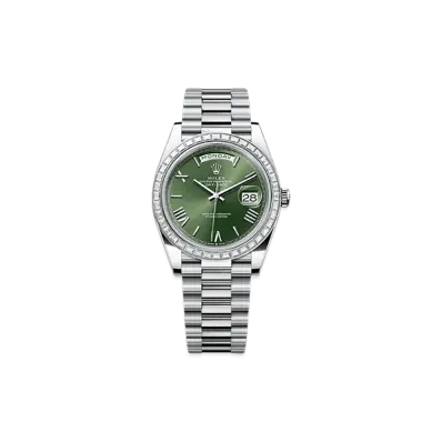 ROLEX Day-Date 40mm Platinum Diamond 228396TBR "Olive Green"