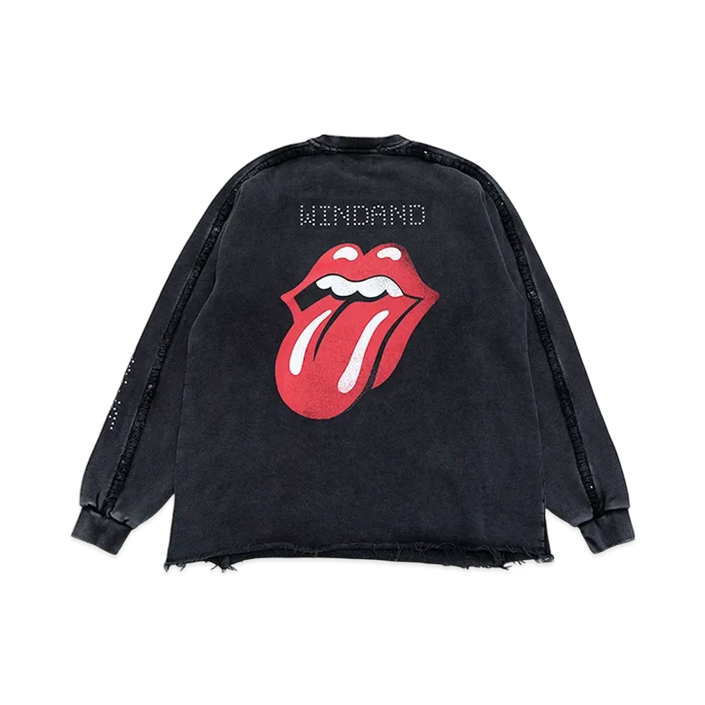 WIND AND SEA x The Rolling Stones Studs And Rhine Stones Crewneck Sweatshirt "Black"