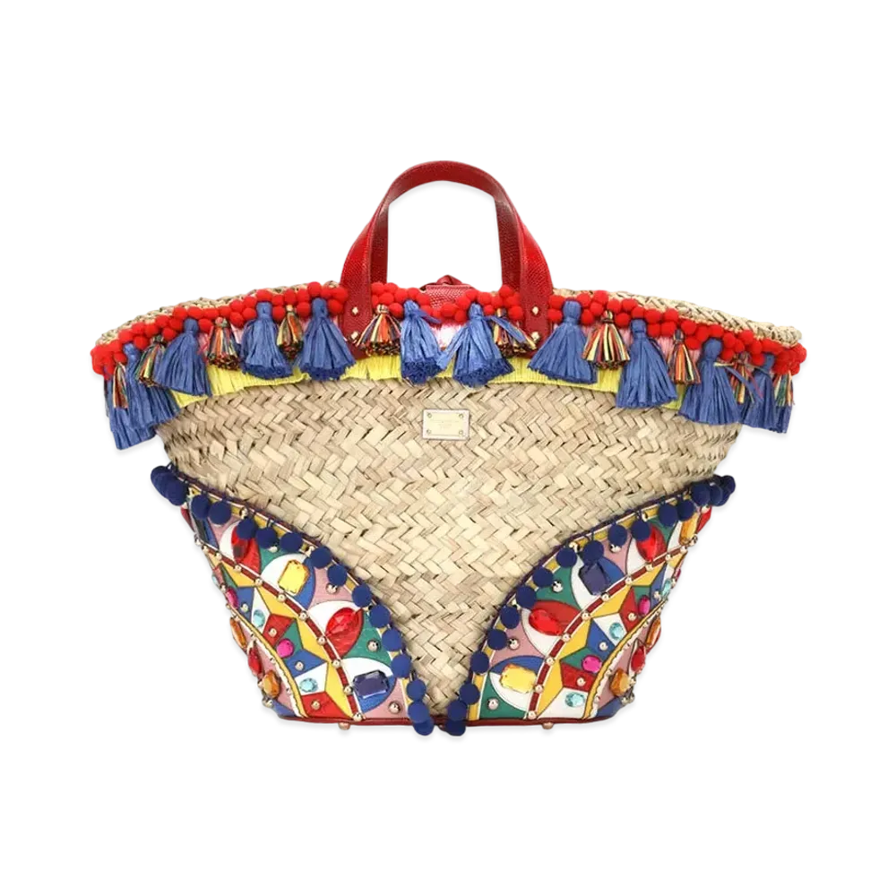 Dolce&Gabbana Cendra Coffter Bag Straw Embroiderery "Multicolor"