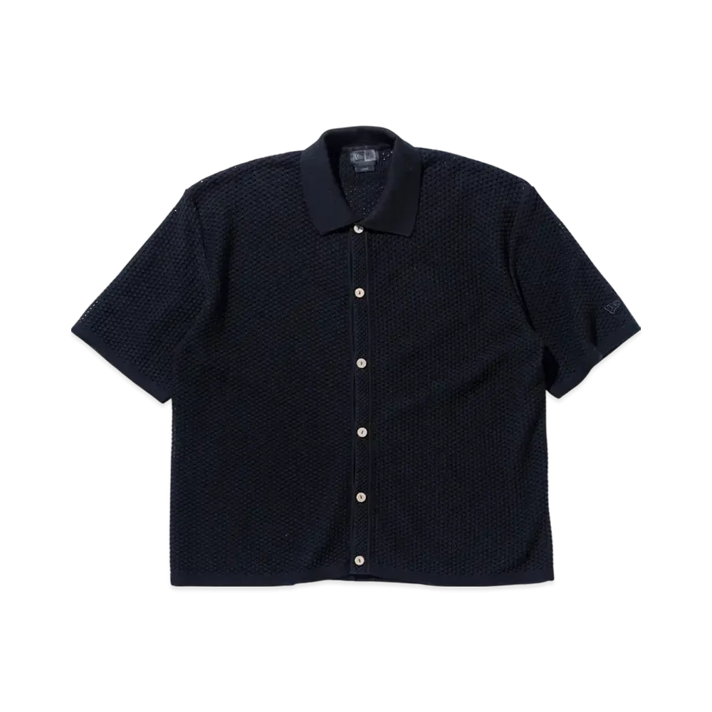 NEW ERA BLACK LABEL SS25 Short Sleeve Crochet Knit Shirt "Black"