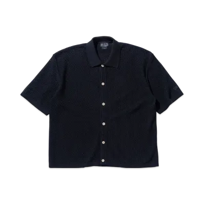 NEW ERA BLACK LABEL SS25 Short Sleeve Crochet Knit Shirt "Black"