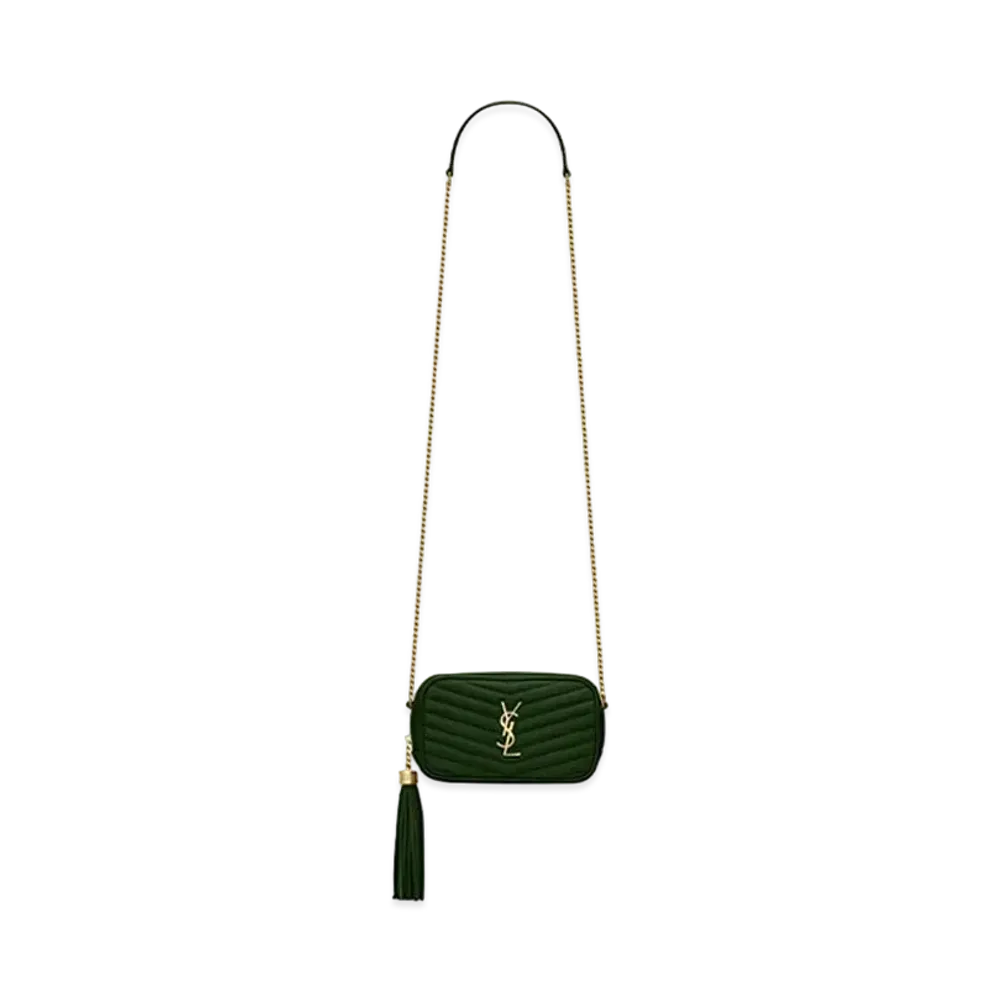 Saint Laurent Lou Mini Bag In Quilted Grain De Poudre Embossed Leather "Black"