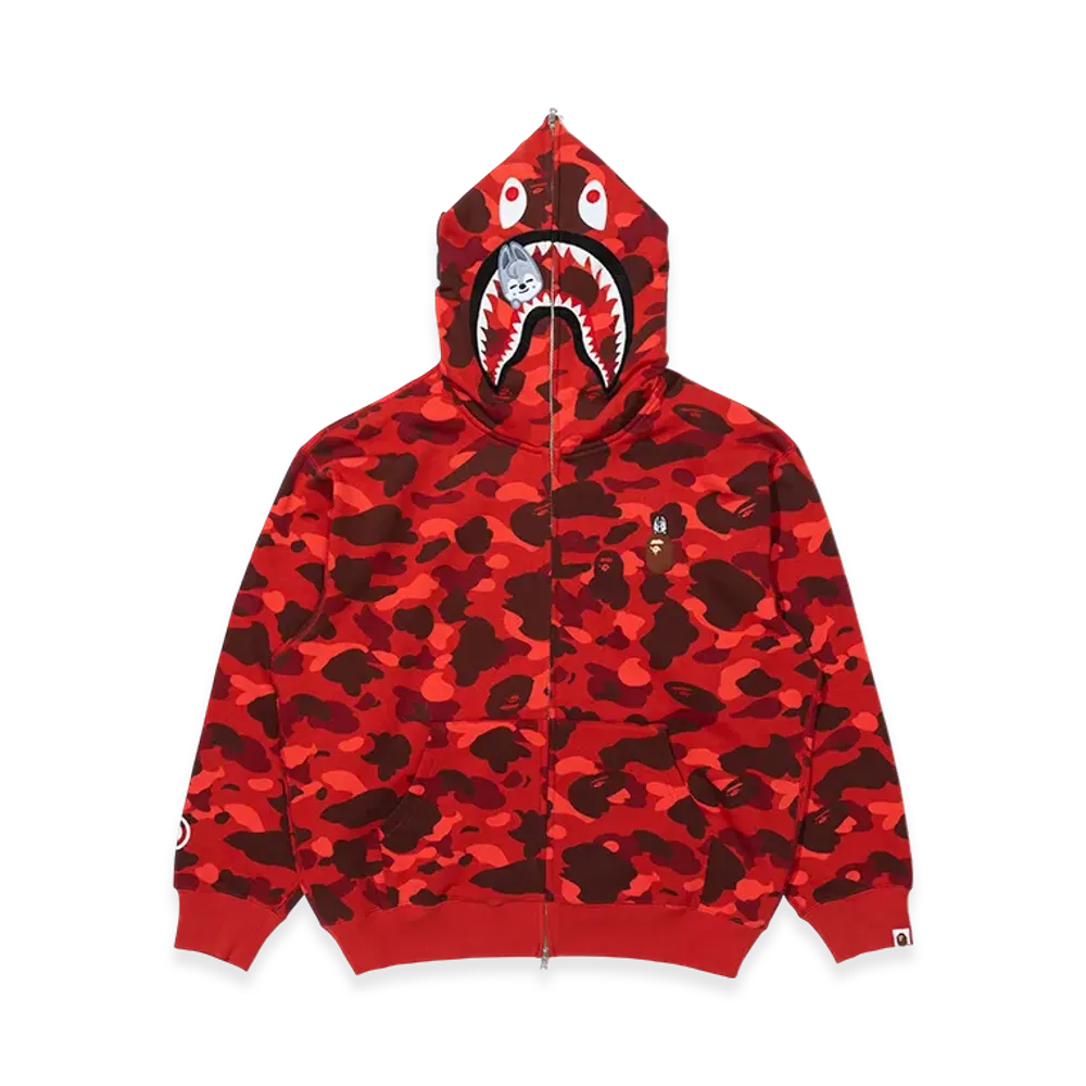 A BATHING APE x Stray Kids Shark Full Zip Hoodie Bang Chan "Red"