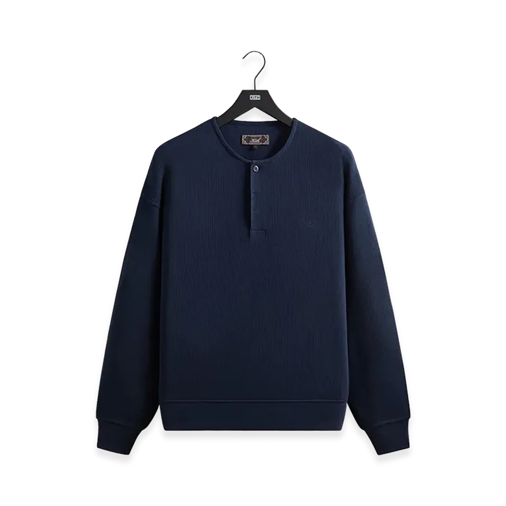 Kith Micro Waffle Long Sleeve Colby Pullover "Nocturnal"