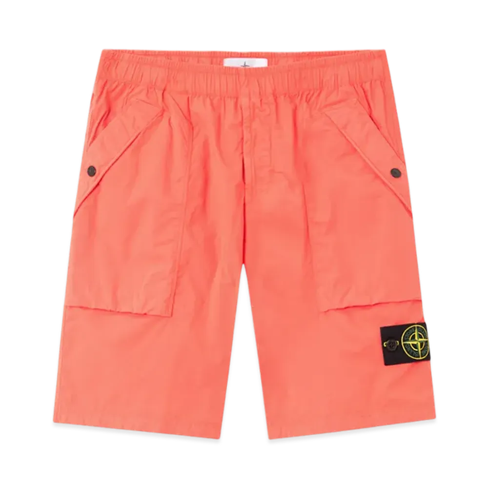 Stone Island L100009 Stretch Cotton Tela Paracadute Comfort Fit Bermuda Shorts with Large Pockets - 25SS "Papaya"