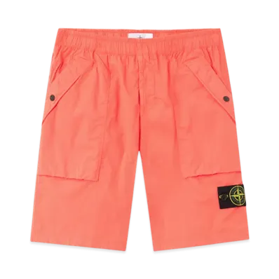 Stone Island L100009 Stretch Cotton Tela Paracadute Comfort Fit Bermuda Shorts with Large Pockets - 25SS "Papaya"