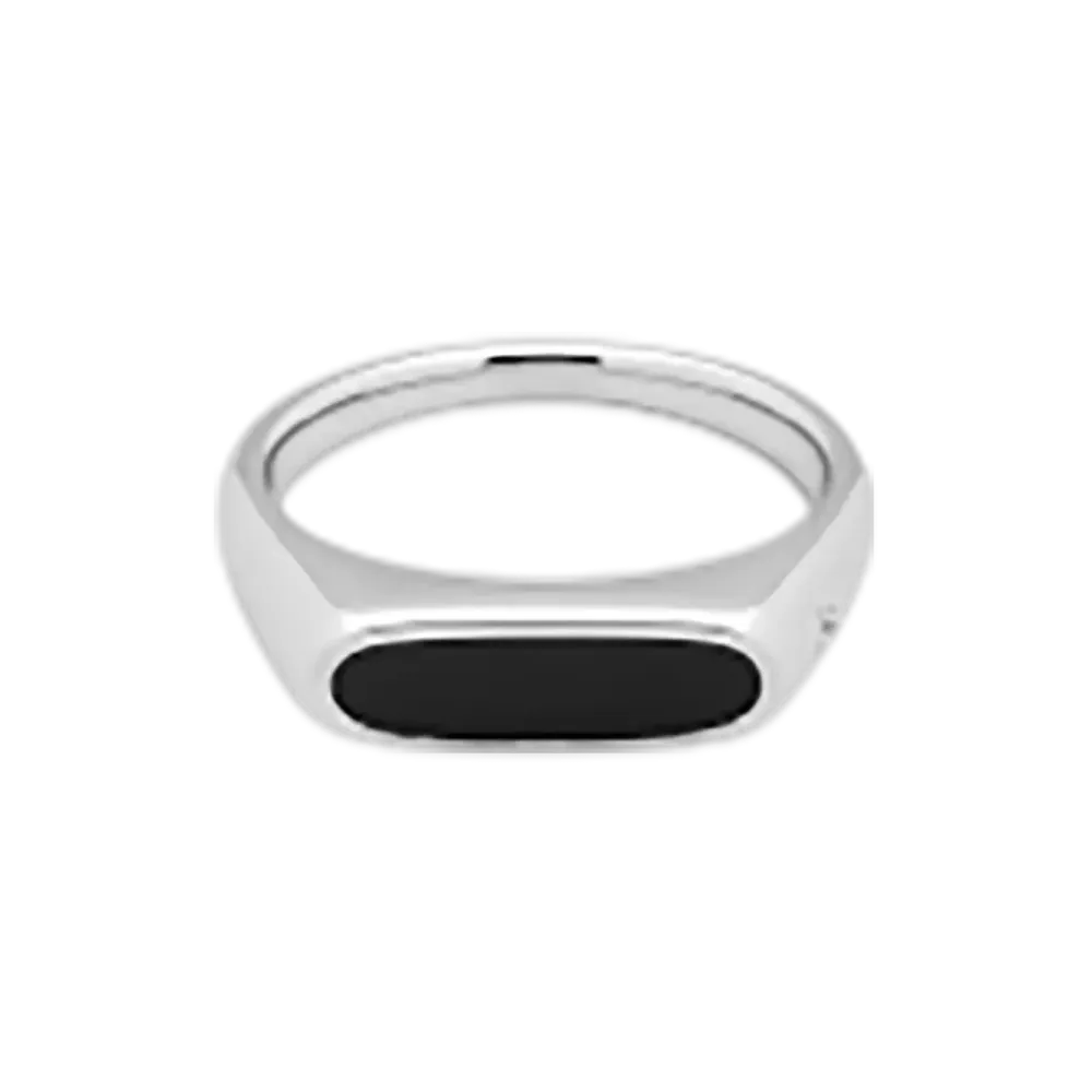 TOMWOOD Mario Ring Onyx "Silver"