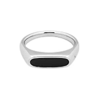 TOMWOOD Mario Ring Onyx "Silver"