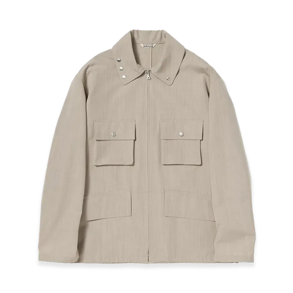 AURALEE Wool Max Canvas Blouson "Top Gray Beige"