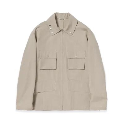 AURALEE Wool Max Canvas Blouson "Top Gray Beige"