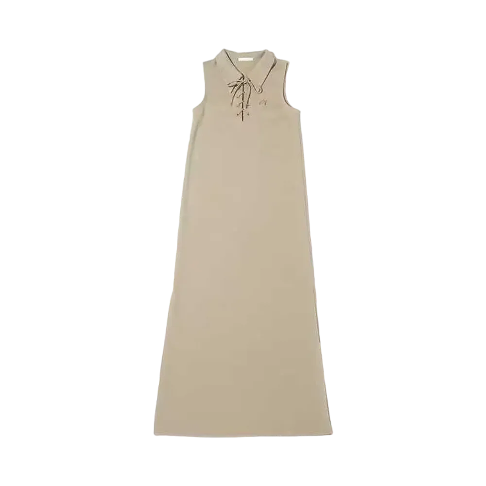 atmos pink Lace-Up Polo Dress "Beige"