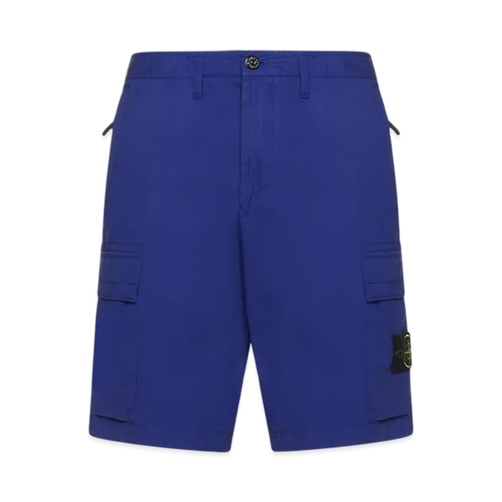 Stone Island L0803 Stretch Cotton Tela Paracadute Garment Dyed Cargo Bermuda Shorts - 22SS "Bluette"