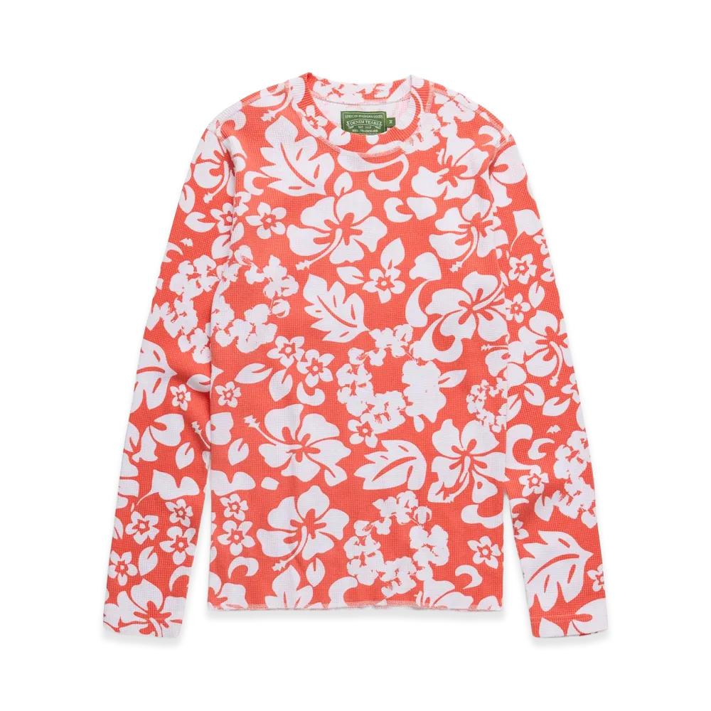 DENIM TEARS Cotton Wreath Thermal Long Sleeve "Hawaiian Red"