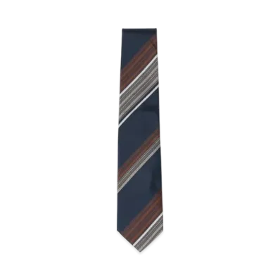 BEAMS Silk Striped Tie "Navy"