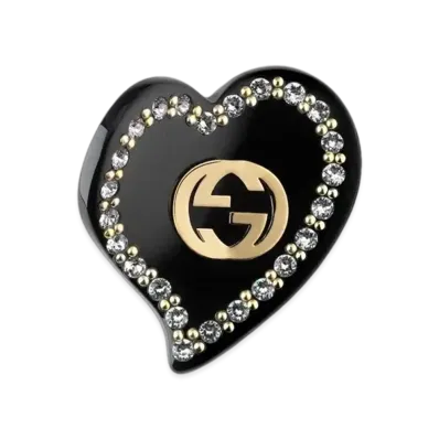 GUCCI Black Resin Interlocking Double G Heart Shape Hair Clip