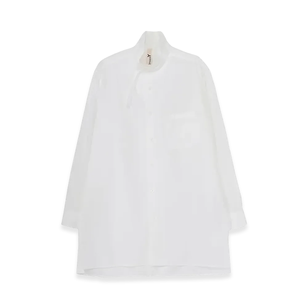 Ground Y Cotton Broad Stand Collar Shirt "White"