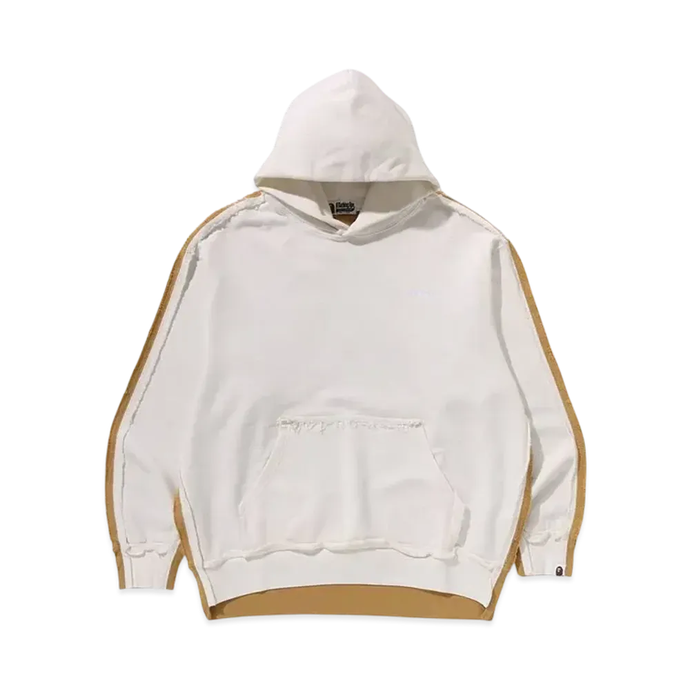 A BATHING APE 1St Camo Blocking Raw Edge Relaxed Fit Pullover Hoodie "Ivory"