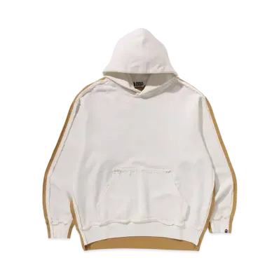 A BATHING APE 1St Camo Blocking Raw Edge Relaxed Fit Pullover Hoodie "Ivory"