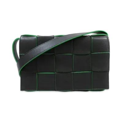Bottega Veneta Cassette Crossbody Bag "Black/Parrot Green"