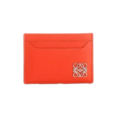 LOEWE Anagram Plain Card Holder Pebble Grain Calf "Vivid Orange"