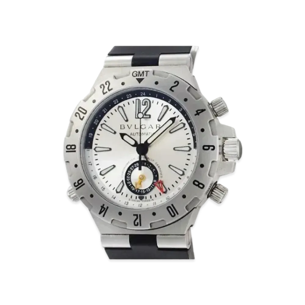 BVLGARI Diagono Professional GMT "Silver/Stainless Steel/Black"
