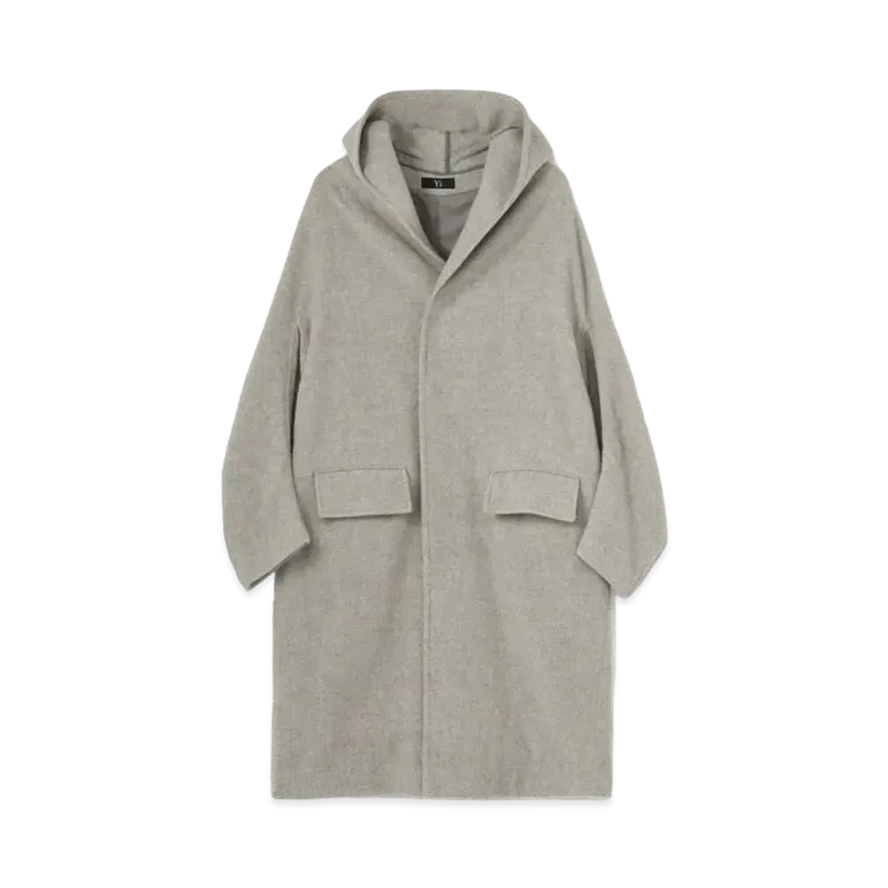 Yohji Yamamoto Y's WOOL AIRY MOSSER HOODED COAT "Gray"