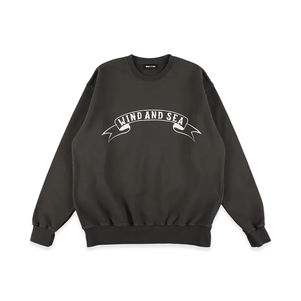 WIND AND SEA Ribon Logo Crewneck Sweatshirts "Dark Gray"