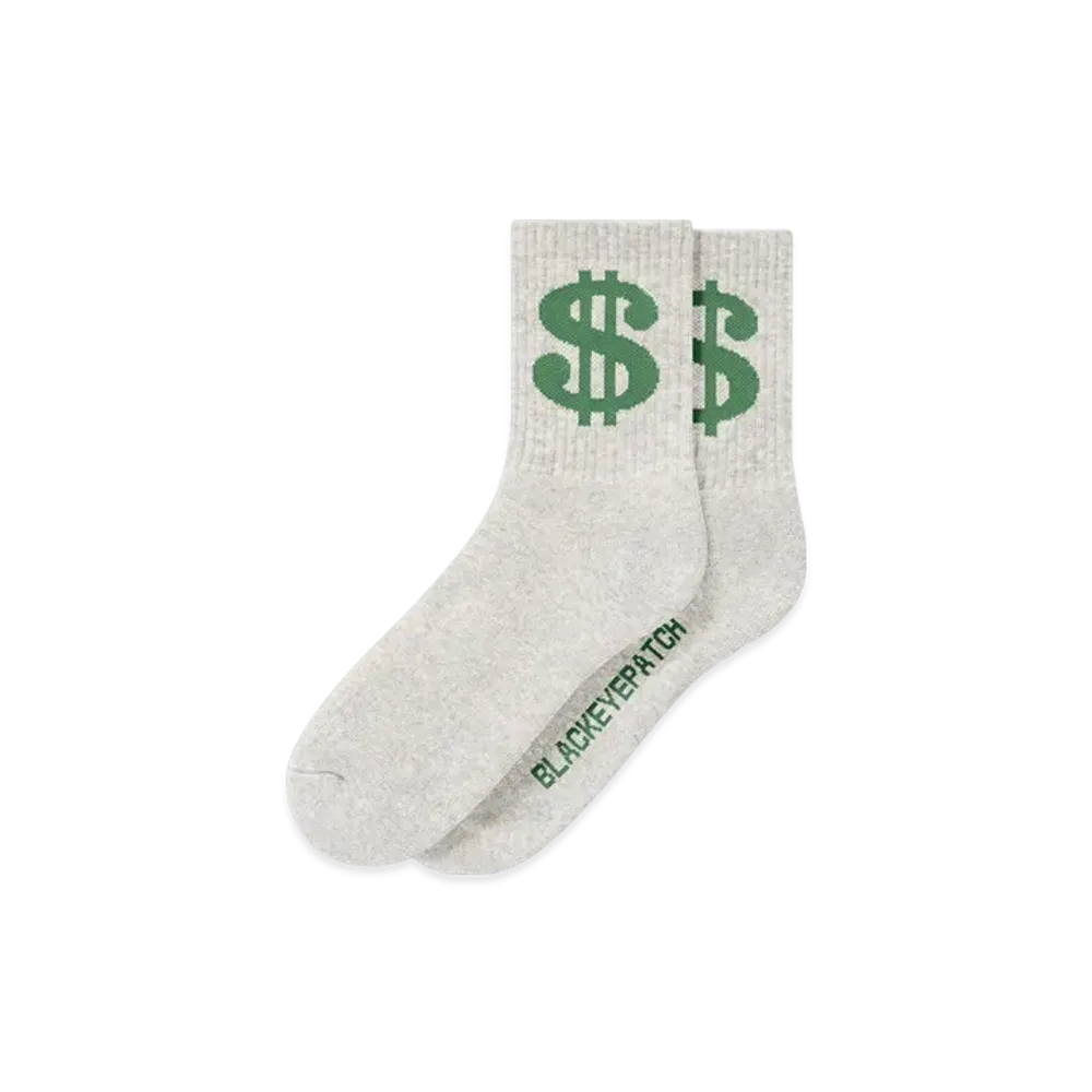 BlackEyePatch Dollar Sign Socks "Gray"