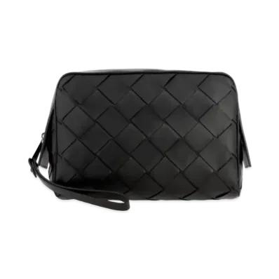 Bottega Veneta Intrecciato Lambskin Cosmetic Pouch "Black"