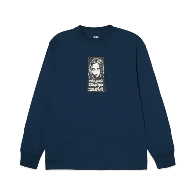 X-Girl Vinyl Lip X-Girl Face L/S Tee "Navy"