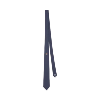 KENZO 'STAMP' Silk Tie "Midnight Blue"