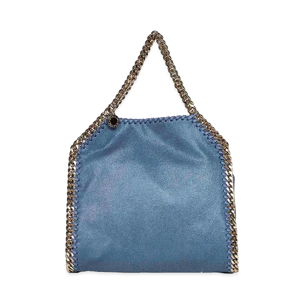STELLA McCARTNEY Women's Falabella Mini Bag Eco Shaggy Deer W/Light Color Chain "Blue/Gold"