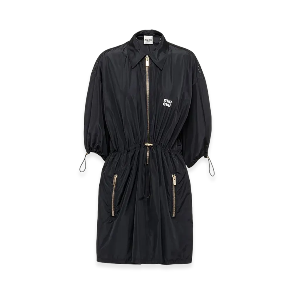 MIU MIU Women's Cotton and Silk Mini Dress "Colonial Beige"