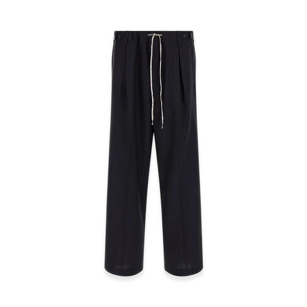 Maison Margiela Pinstripe Wool Drawstring Trousers "Blue"