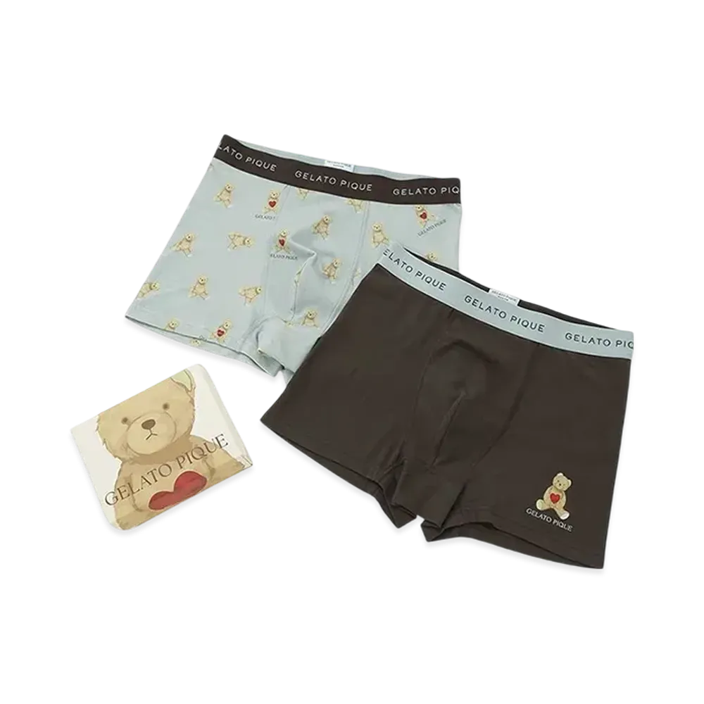 GELATO PIQUE x Homme Bear Pattern Underwear Set "Brown"
