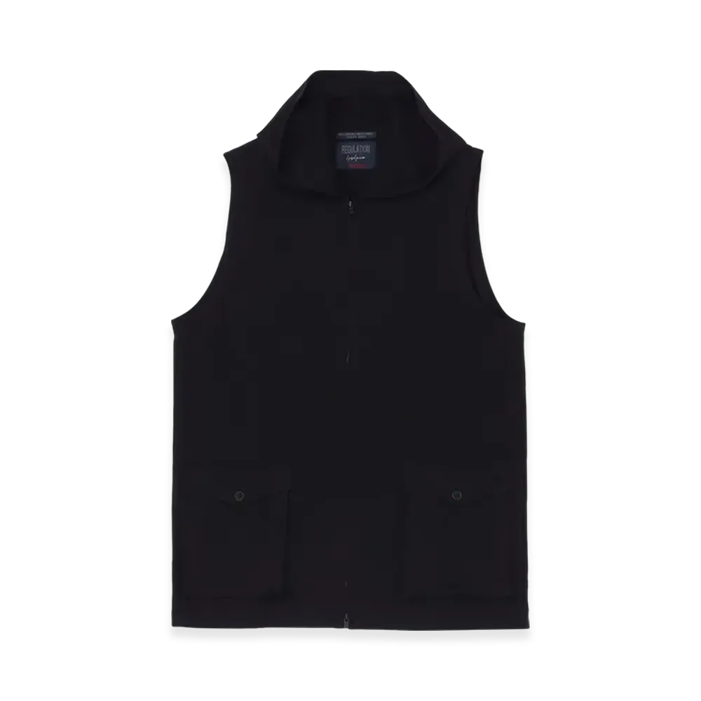 Yohji Yamamoto POUR HOMME Regulation Jersey Hooded Zipper Vest "Black"