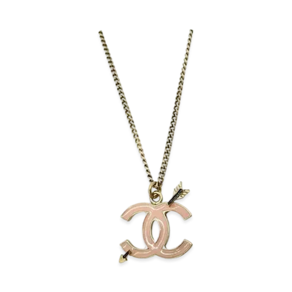 CHANEL Coco Mark Arrow Necklace "Pink/Gold"