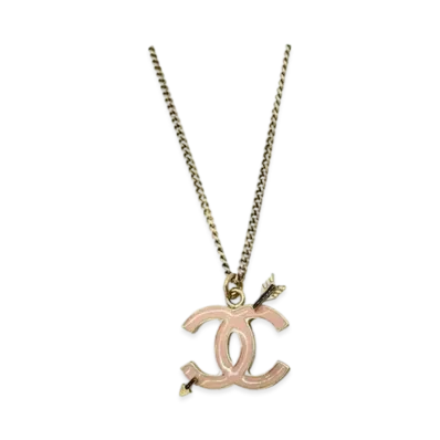 CHANEL Coco Mark Arrow Necklace "Pink/Gold"