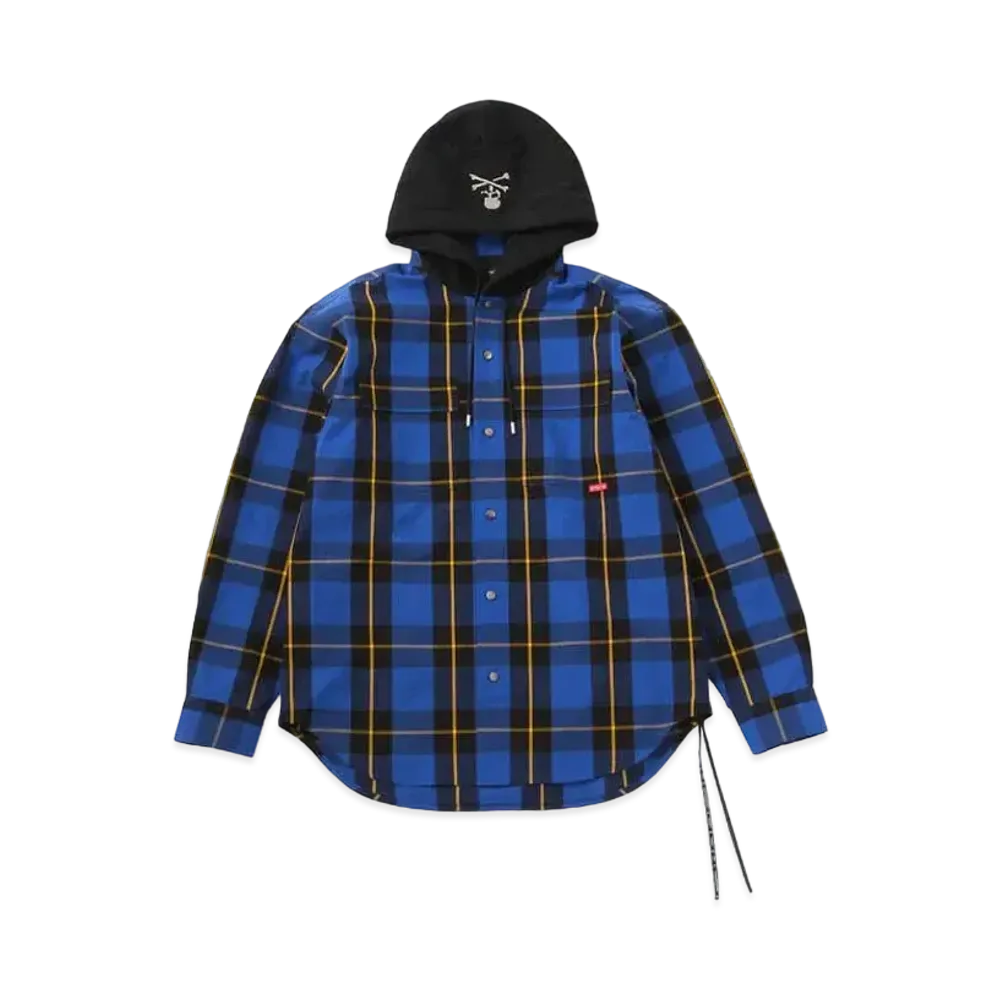 mastermind JAPAN Block Plaid Hooded Shirts "Blue"