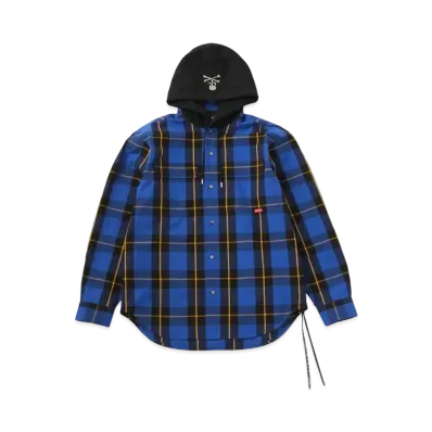 mastermind JAPAN Block Plaid Hooded Shirts "Blue"