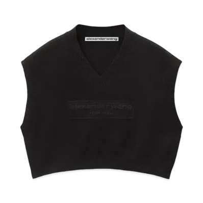 Alexander Wang Emboss Logo Rib Chenille Cropped Vest "Black"